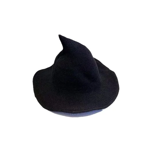 Halloween witch hat, women's wide brimmed foldable pointed hat, Halloween party costume accessories. Witch Hat Wool