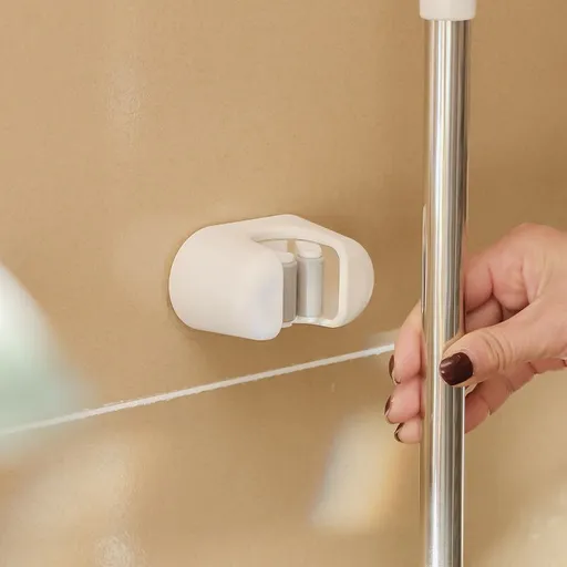 Wall Mount Mop Organizer Gripper, Self-adhesive Cleaning Suppliers Hanger Stands Rack for Bathroom,Garage Organization Storage