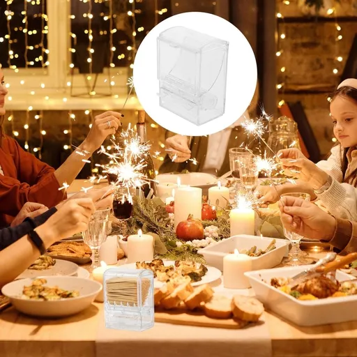 Clear Toothpick Holder with Rotating Dispenser, and Stylish for Home, Restaurant, and Office Use