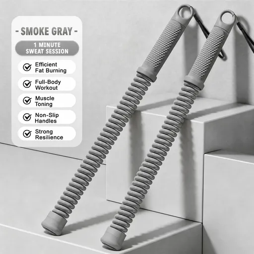 Cordless Spring Fitness Battle Rope, 2.18 Lbs A Pair, 16.93in Grey, Body Shaping Strength Training Swing Rope For Home & Outdoor Use