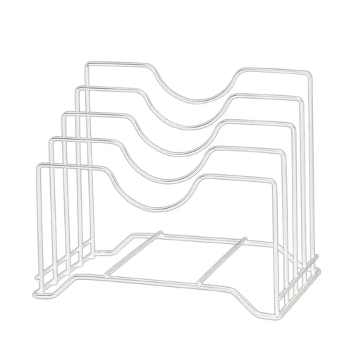 Chopping Board Storage Rack Iron 4 Slots Integrated Pot Lid Holder for Kitchen Countertop White