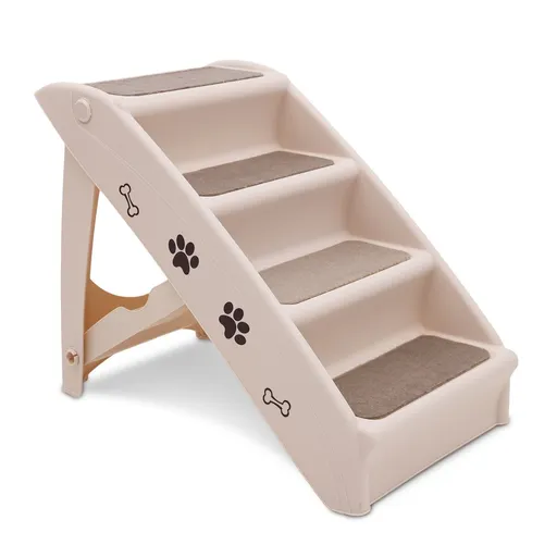 Furtastic Foldable Pet Stairs 50cm White Non-Slip Dog Steps Cat Ramp Portable Ladder for Small Dogs Bed Couch Car