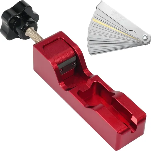Spark Plug Gap Tool, Universal Gapper with 32 Blade Steel Feeler Gauge, Thread Plugs Compatible for Most 10mm 12mm 14mm 16mm (Red) Red+Feeler Gauge -