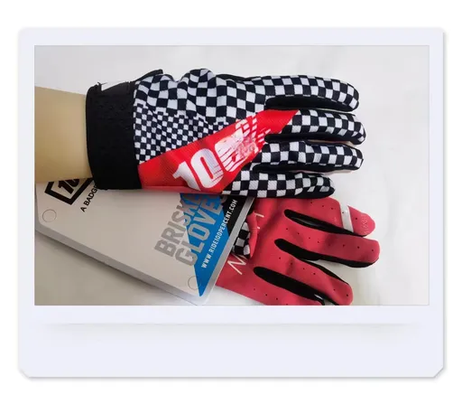 LOHAS FOX Cycling Gloves Nylon Wear Resistant Long. Black and white plaid XL