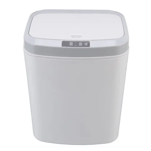 Smart Trash Can 16L Infrared Induction Button Control Manual Mute Household Automatic Trash Can with Night Light White