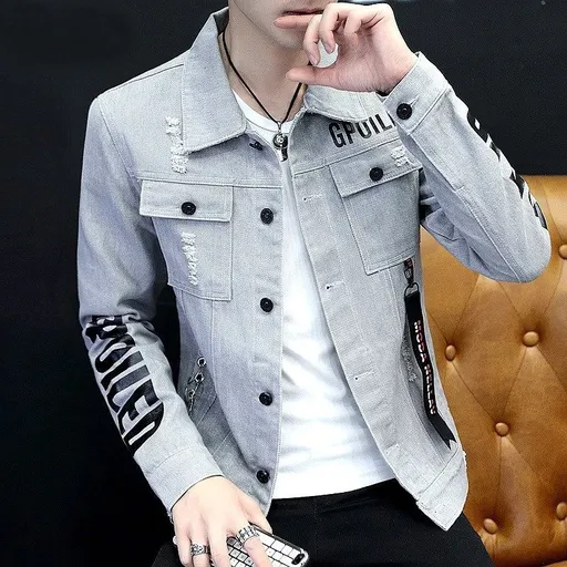 Tiwang Men Slim Korean Denim Jacket Long Sleeve Chao Brand House 186 Black XL Size: XL; Height (cm): 175-180; Weight (kg): 75-85; Bust (cm): 108; Shoulder width (cm): 46; Length (cm): 70; Sleeve length (cm): 64