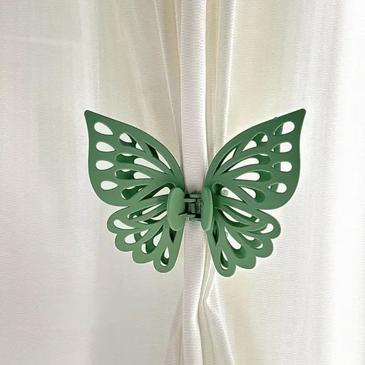Butterfly Shape Curtain Claw Clips 2 Pack, Decorative Curtain Holder for Living Room Bedroom, Creative Drapery Tieback (Green,2)