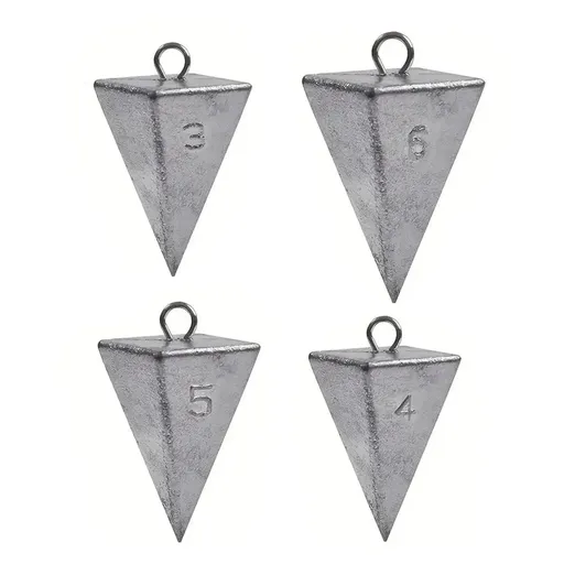 Four Sided Triangular Fishing Lead Sinker with Ring Conical Drop Weight Tackle - 3+4+5+6OZ