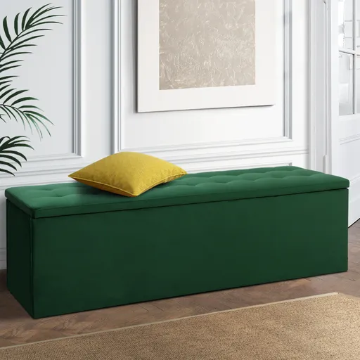 Artiss Storage Ottoman Blanket Box 140cm Velvet Green