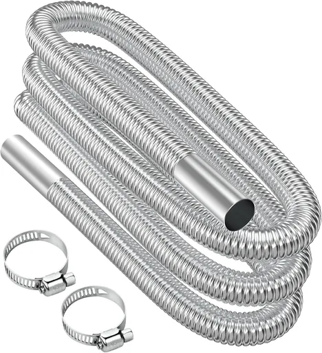 Air heater hose, 300 cm Ø 2.5 cm stainless steel exhaust pipe, parking heater pipe with 2 hose clamps, for parking heater 300CM