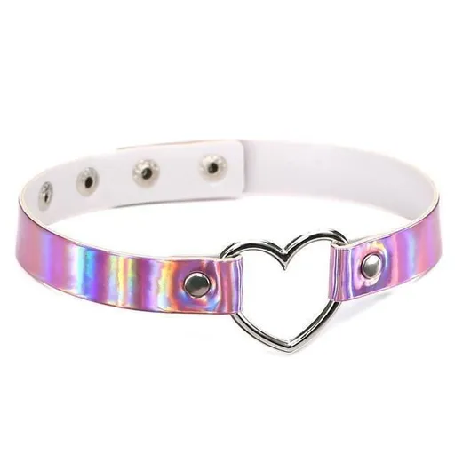 Veile Studios Holographic Heart Choker - Pink
