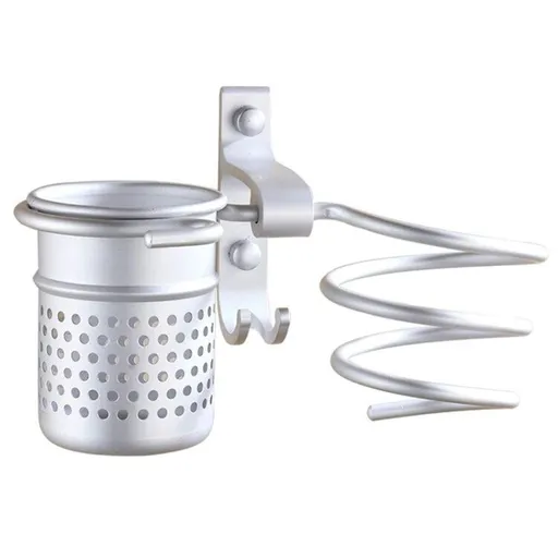Aluminum Storage Holder Wall Mount Hair Dryer Holder Wall Phone Holder with Fixing Screws for Hair Dryer(Silver)