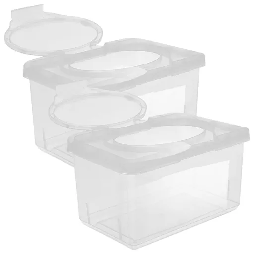 2Pcs Transparent Reusable Wipe Dispenser for Clean Moist Storage and Convenient Access