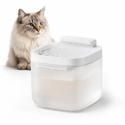 White Cat Water Fountain 3L, Wired Pet Water Dispenser for Cats & Small Dogs, Waterfall-Style Quiet Drinking Fountain with Filter, Easy-Clean ABS+PP Bowl, 5V 1A