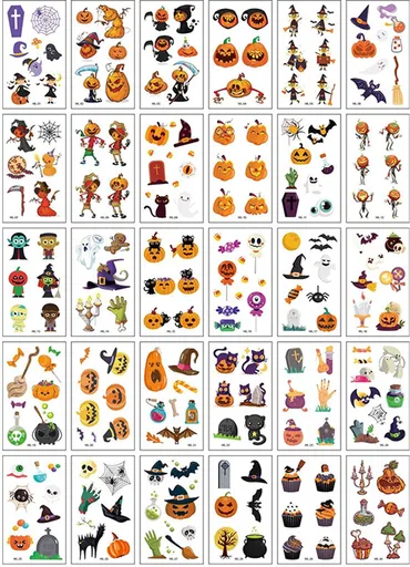 30 Sheets of Kids Halloween Tattoo Stickers - Halloween Decorations - Temporary Tattoo Stickers for Boys and Girls - Suitable for Halloween Candy - Party Bag Fillers - Halloween Stickers