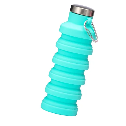 Silicone Foldable Water Bottle Portable Leakproof Reusable Travel Water Cup for Outdoor Camping Hiking Sports Blue