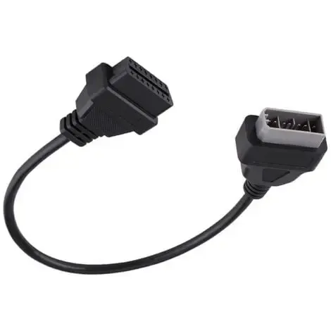 Diagnostic Cable, 14 Pin to 16 Pin OBD2 Adapter Connector Diagnostic Cable for Nissan, Plastic + Metal material, Black Color