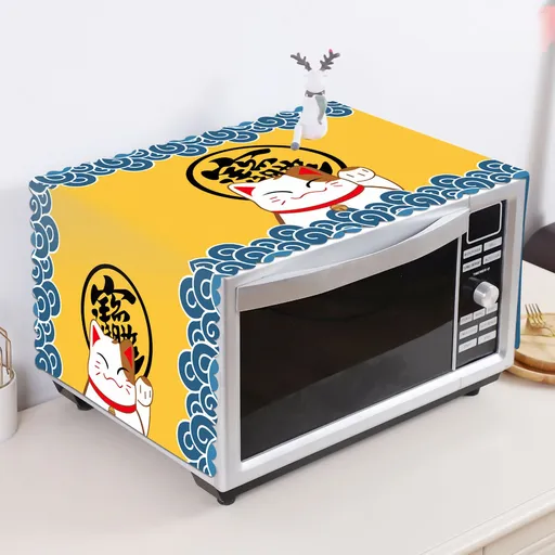 Microwave Cover Cloth Oven Cute Dust Proof Shiled Universal Oil Proof Nordic Style Simple Parts Lucky Cat 35x100cm
