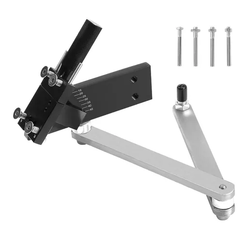 Lawn Mower Blade Sharpener and Balancer, 15° - 45° Adjustable Lawnmower Blade Sharpening Tool with 4 Adapter Pins, Ball Bearings & 25mm Enlarged Handle, Compatible with Most Angle Grinders