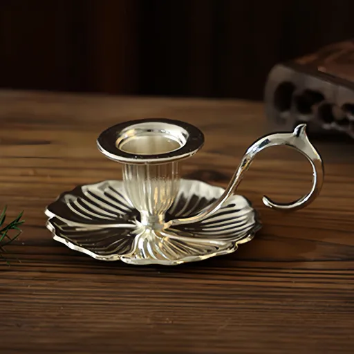 Metal Relief Candle Holder · Vintage Polished Iron Desktop Decoration/Bright silver