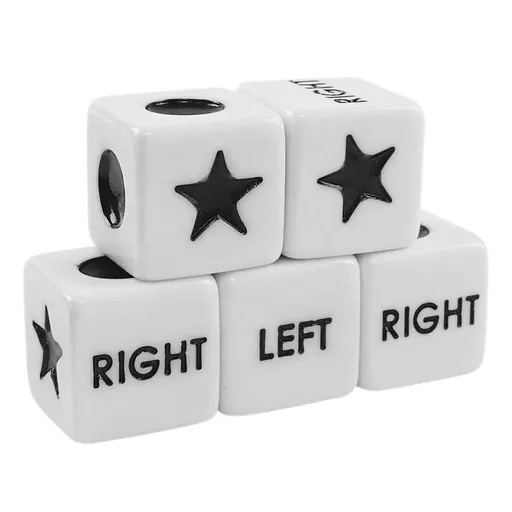 5Pcs Left Right Center Dice Six Sided 16mm Standard Size Acrylic Dice Easy to Grip Game Dice Games Standard Dice 16mm