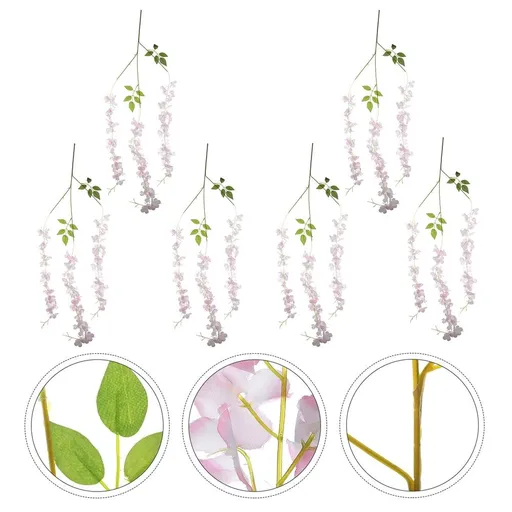 6-Pack Artificial Wisteria Hanging Flowers Silk for Indoor Outdoor Home Office Wall Decor and Garden