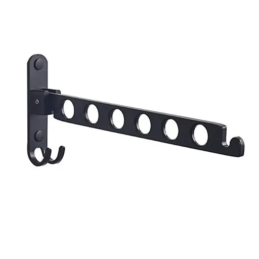 Wall-Mounted, Space Aluminum Surface polishing Treatment, Base 90° Folding Clothes Hook, with Rocker Bracket, Used in Laundry