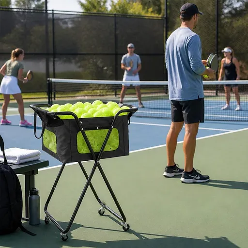 Ball Caddy with Wheels Portable Cart Holds 140 Pickleballs or 175 Tennis Balls