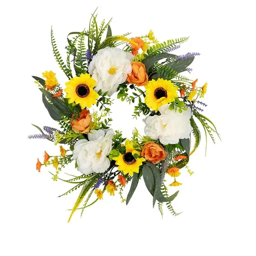 Sunflower Wreaths for Front Door, Artificial Spring Summer Wreath, Door Wreath for Outside All Season Indoor Outdoor Home Wall Wedding Farmhouse Holiday