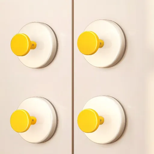 4-Pack - No-Drill Suction Cup Door Handle, Reusable Pull Knob for Wardrobes, Refrigerators, and Glass Sliding Doors - Yellow