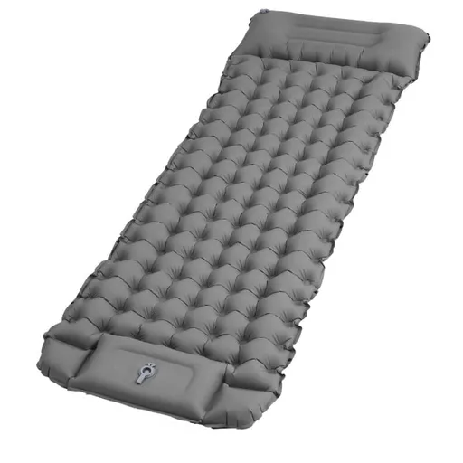 Self-inflating mattress for camping beach hiking, waterproof lightweight tear-resistant durable with foot pump, gray, 10cm