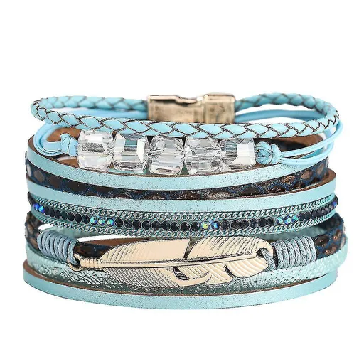 Sajy Women's Feather Wrap Bracelet Crystal Bracelet Handmade Jewelry Bohemian Gift
