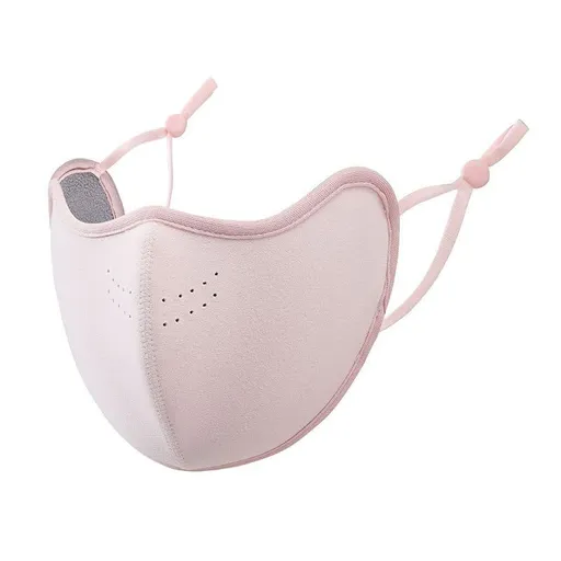 Pink thick plush warm mask with breathable holes, women's windproof and cold proof skiing mask, warm winter outdoor snow sports mask