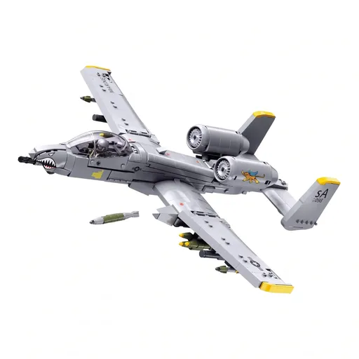 Sluban B1362 Model Kit 1:44 A10 Warthog Thunderbolt Attack Jet Fighter Plane USAF Military Building Blocks DIY Set Toy