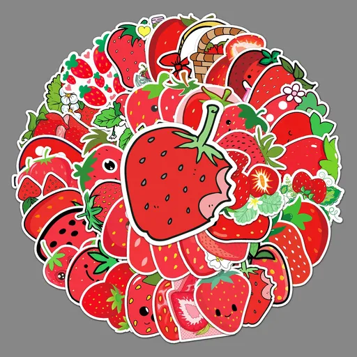 50 Packs Strawberry Stickers Water Bottles Laptop Phone Computer Guitar Skateboard Hydroflasks Cute Strawberry Vinyl Sticker