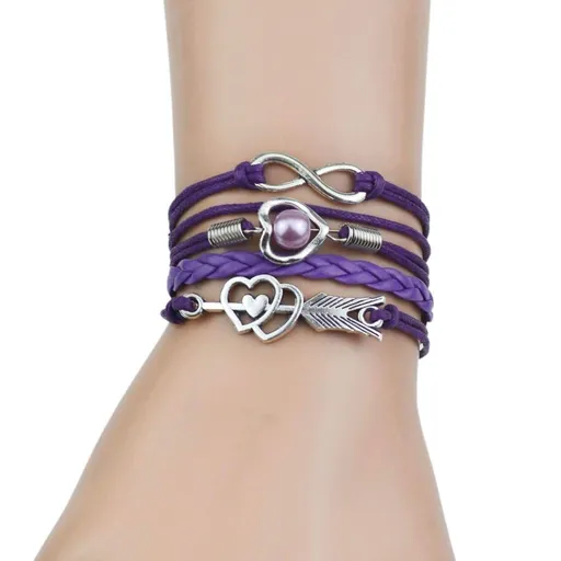 Bracelets for Women Friendship Leather Bracelet Gift Hand Jewelry for Woman or A Girl - There are Many Colors to Choose From Purple