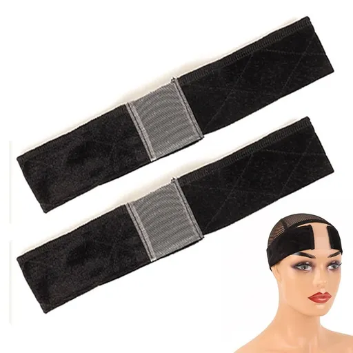 2 PCS Adjustable Velvet Wig Grip Headbands for Wig Fixing - Black