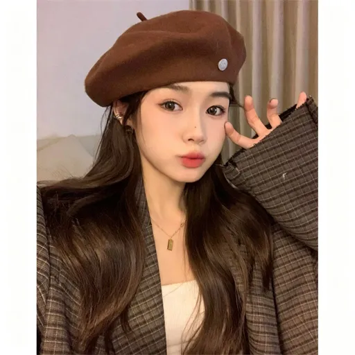 Beret Hat Vintage Knit Adjustable 56‑58cm Soft Retro PU Blend Casual Headwear