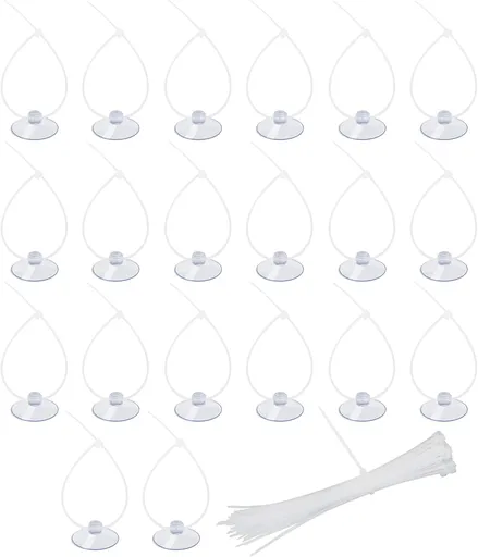 20 Pack Suction Cups with 40 Zip Ties for Aquarium Fish Tank Decoration Moss Shrimp Nest