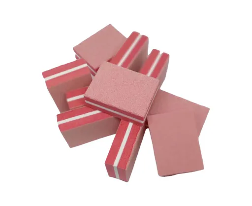 50Pcs / Bag Nail File Mini Multi-function Sponge Manicure Tools Buffer Blocks for Nail-Darkpink
