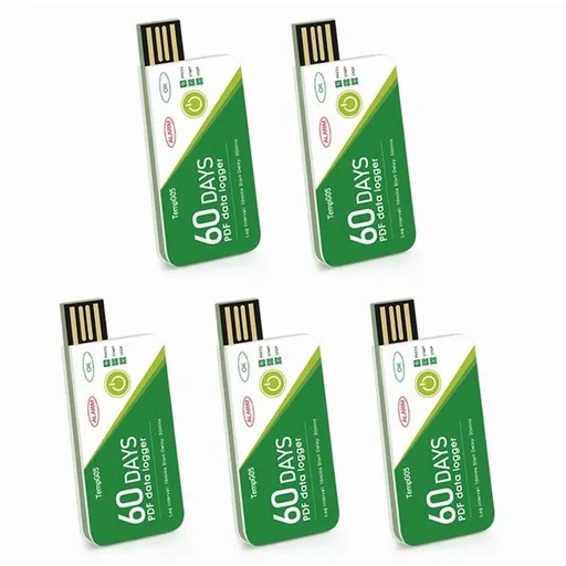 5X 60 Days USB Temperature Data Logger -30 ℃-+60 ℃ Report with App IP67 Disposable High- Recorder with Warning