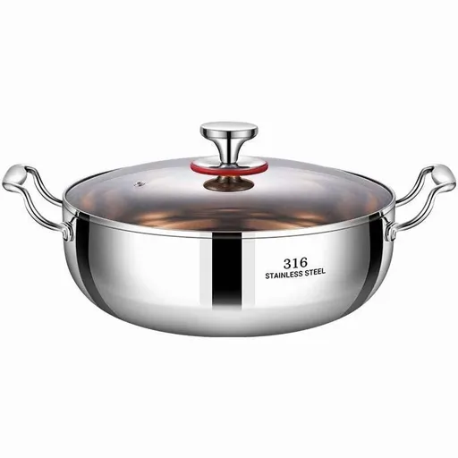 316 Stainless Steel Hot Pot with Lid Large Pots for Cooking Thick Bottom Stew Soup Pots with Lid Stockpot for Pasta, Soup, Simmer Kitchens Appliances Multicolor