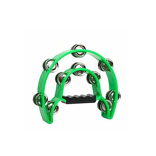 Double Half Moon Tambourine Handheld Musical Percussion Instrument Bell Drum - Green