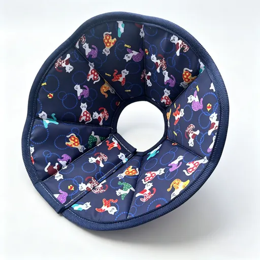 Pet Elizabeth Collar Cotton Paw Lightweight XS Navy Blue Little Cat