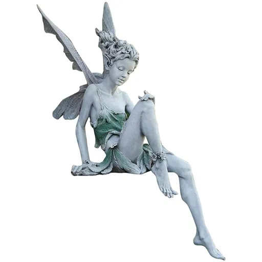 Sitting Flower Fairy Statue,Fairy Garden Statue Angel Pixie Fairy,Antique Resin Craft Garden Realistic Figurine Decor, Home Table