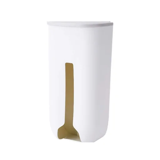 White Grocery Bag Dispenser Wall Mounted Folding Bag Saver Organizer Plastic Trash Bag Holder Hanging Storage Bag Recycling