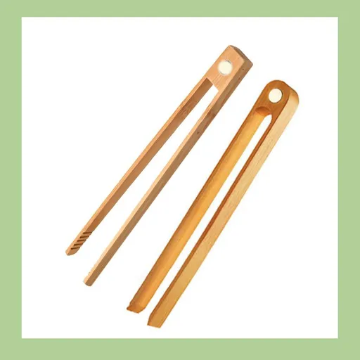 Wooden Tongs for Toaster Safe and Non-toxic Bamboo Food Clips with Magnet Bread Folder for Kitchen Tools