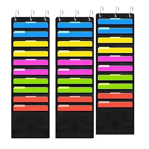 3Pcs Scrapbook Paper Storage, 12 x 12 Inch Hanging Paper Storage Bags with Door Hooks for Scrapbooking, Cardstock