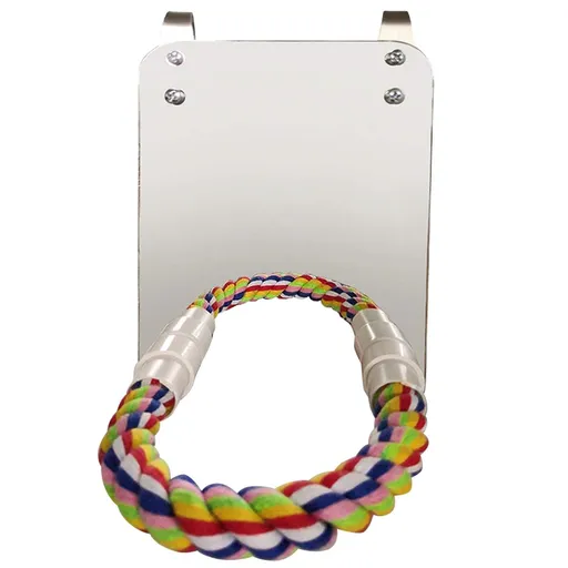 Bird Mirror Toy with Rope Mirror Perch Parrot Bite Toy Parrot Claw Perches Bird Cage Chew Toy