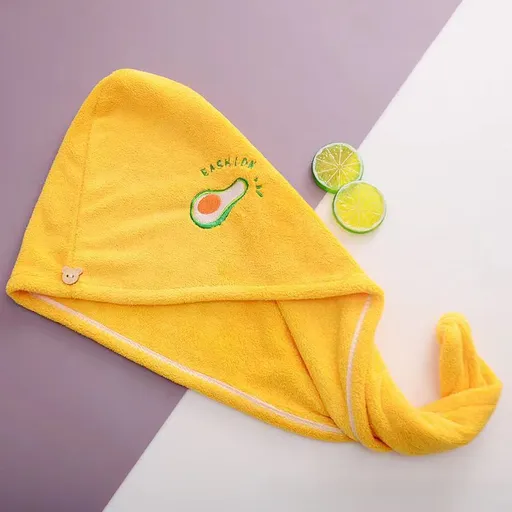 Ladies' Soft Quick-Dry Shower Cap Towel - Delicate Embroidery, Essential for a Refreshing Bath（yellow）